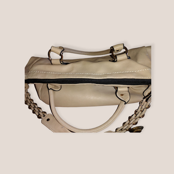 Charming Charlie beige tote handbag Large Chain handle - Picture 3 of 7